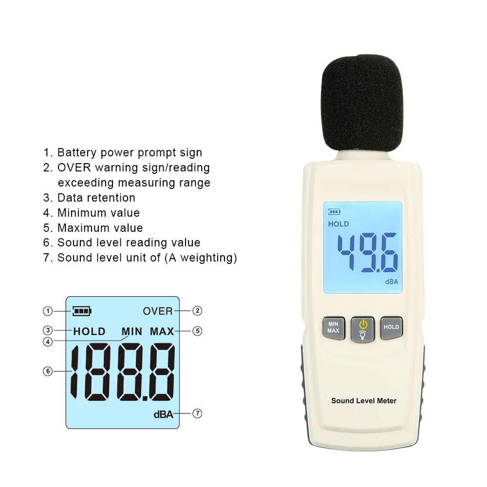 Миниатюрный измеритель уровня звука, диктофон, шумодетектор, цифровой диагностический инструмент, автомобильный микрофон GM1352 от AliExpress WW
