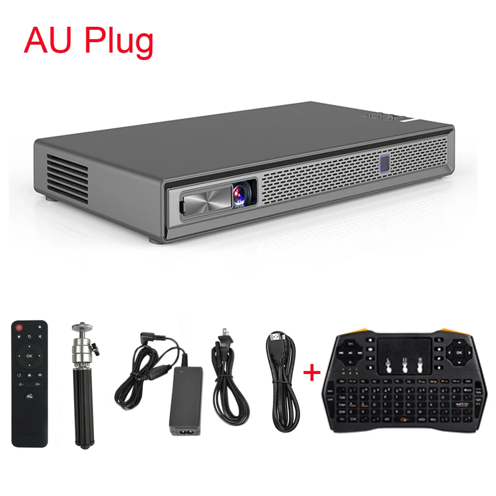 AU Add Mini Keyboard T5 мини проектор 4K DLP Android проектор Full HD настоящий 3D с батареей, авто Keystone, WiFi светодиодный Smart Proyector Bluetooth - Цвет: AU Add Mini Keyboard