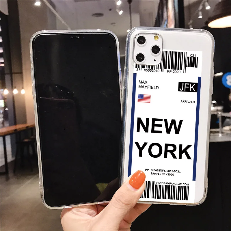 INS Light Ticket Airplane Case For iPhone 12 11 13 Pro XS MAX XR X 8 7 plus SE 2020 Clear Boarding Board Soft TPU Back Cover