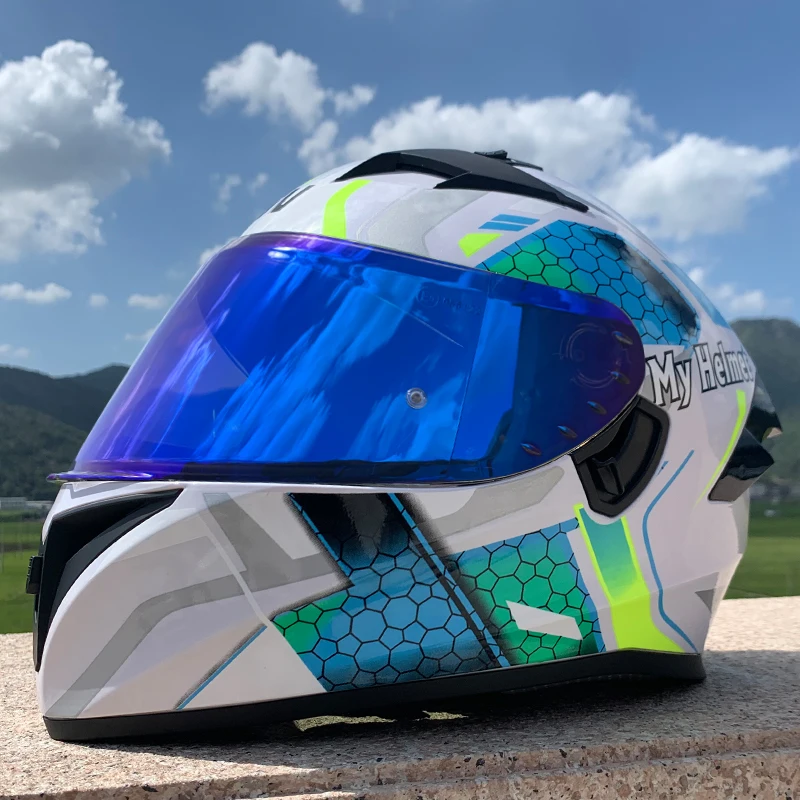 Модульный мотоциклетный шлем гоночный с откидной крышкой двойным объективом