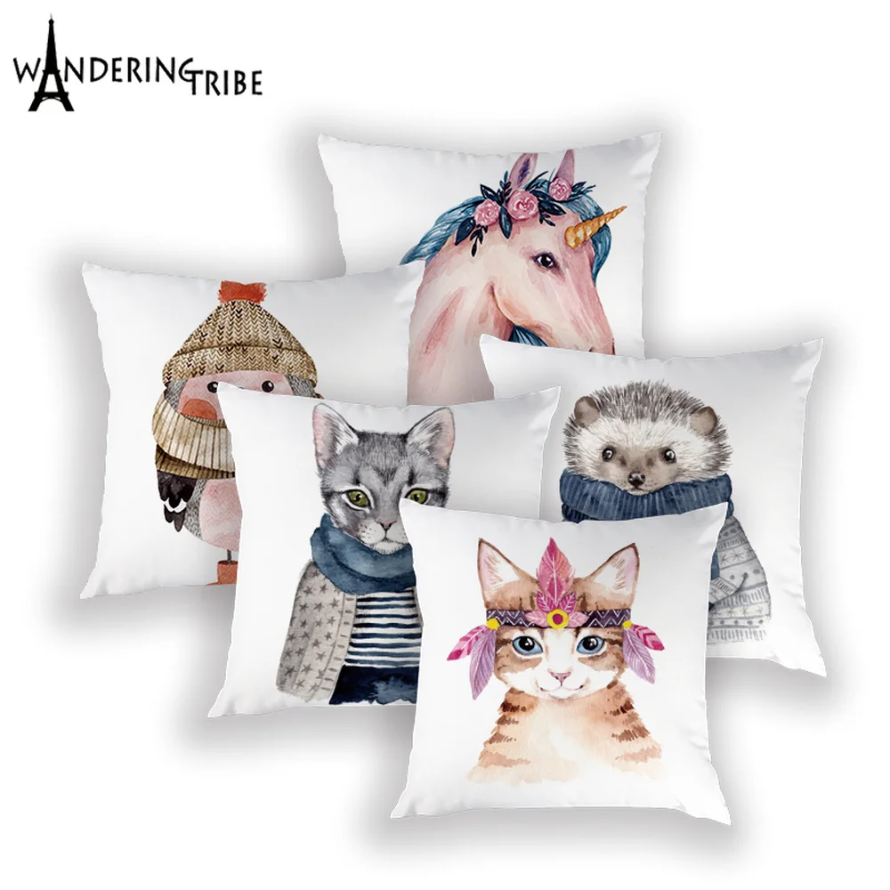 Чехол для подушки с мультяшным единорогом милые декоративные наволочки ламой