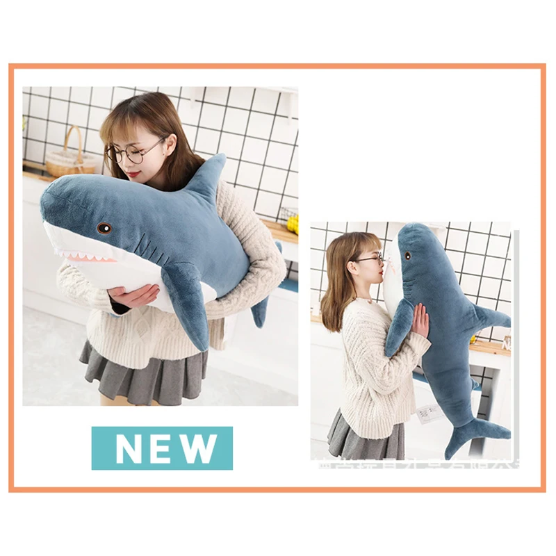 Игрушка плюшевая кусающая Акула большой размер 80/100 см|Подушки на кровать| |