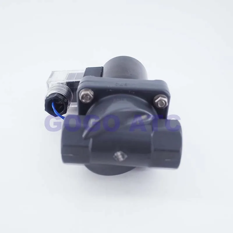 2 way UPVC solenoid valve FKM Seal 1/2" BSP Orifice 15mm normal close Anticorrosive Corrosion resistant Chemical PVC 220V |