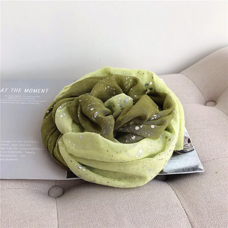 Зеленый лоскутный шарф женский богемский звездный узор косынка-шарф градиент