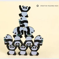 hot sale montessori wooden panda people stacked toys children balance building blocks kids creative kawaii educational toy gift
