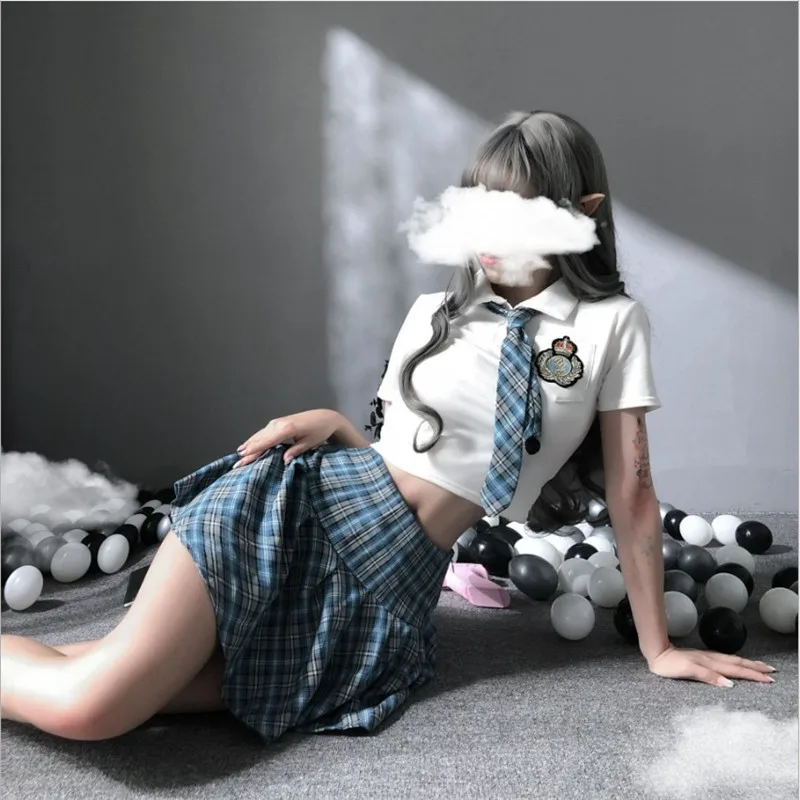 

Sexy Cosplay Lingerie Student Uniform School Girl Ladies Erotic Costume Babydoll Dress Women Lace Miniskirt Outfit Tie JK Suit
