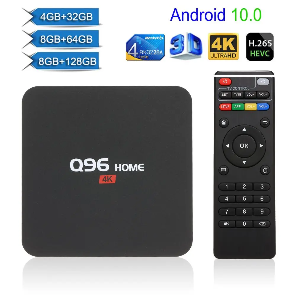Приставка Смарт-ТВ Q96 HOME 4K H.265 Wi-Fi 4 ядра Android 10 |