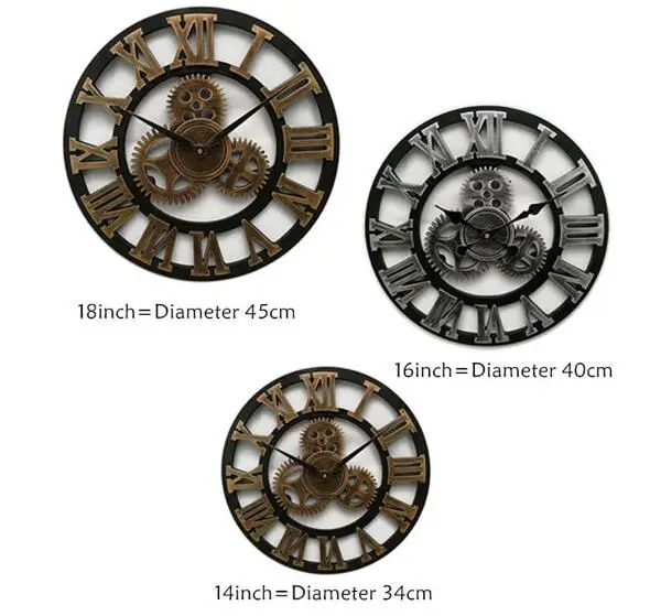 Новые большие настенные часы в винтажном стиле шестерни американский стиль