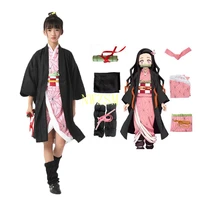 demon slayer kamado nezuko cosplay kids costume girls japanese kimono uniform halloween kimetsu no yaiba costumes for children