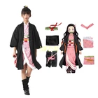 Детский костюм-кимоно Demon Slayer Kamado Nezuko для косплея, униформа в японском стиле для девочек, детские костюмы на Хэллоуин