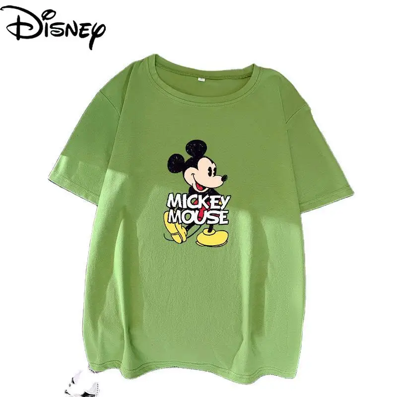 

Disney Fashion Ladies Summer Cute Cartoon Mickey Print Short-sleeved Simple and Comfortable Loose Breathable T-shirt