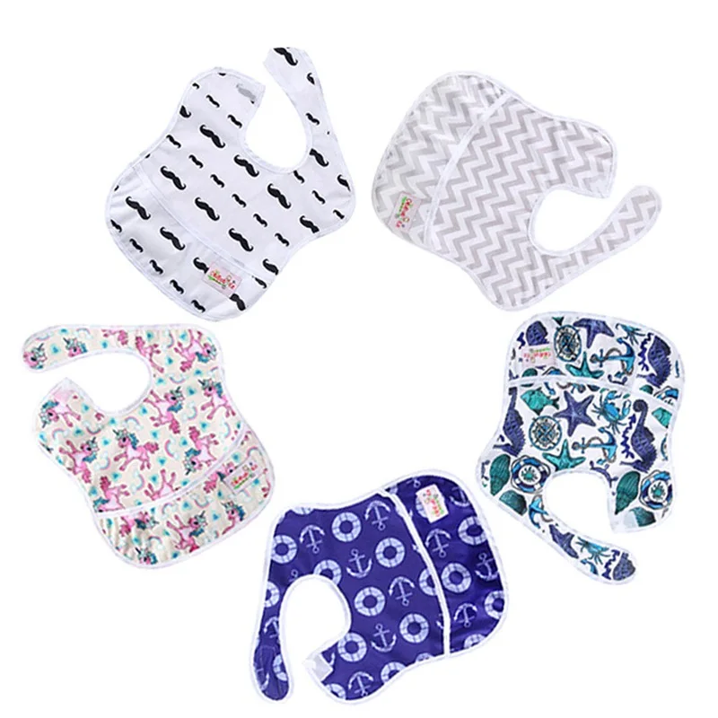 SZY-5pcs-4 5 шт./упак. водонепроницаемые детские нагрудники Infantil кормящая бандана нагрудник Ohbabyka бренд детское питание нагрудник Единорог узоры печать детские вещи - Цвет: SZY-5pcs-4