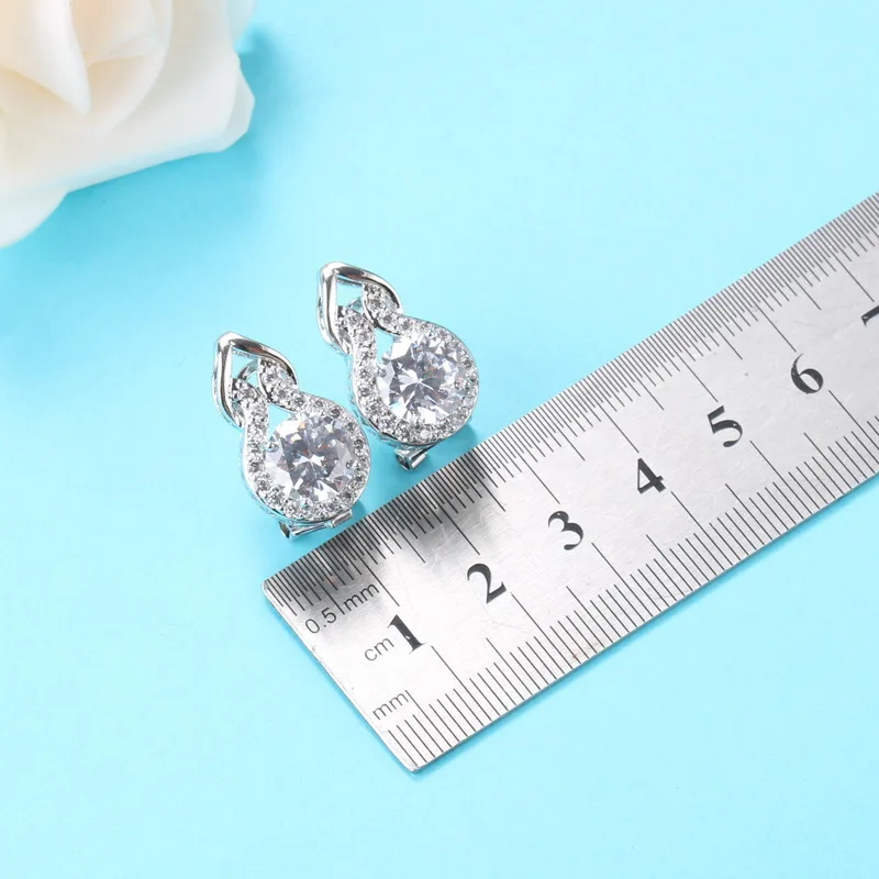 Женский Свадебный комплект из 3 предметов элегантные серьги-клипсы и ожерелье