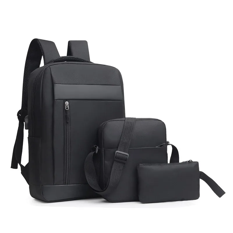 

2021 New Nylon Waterproof Backpack Fashion Solid Color Bagpack Large Capacity Computer Bag Three-Piece School Bags Unisex Rugzak