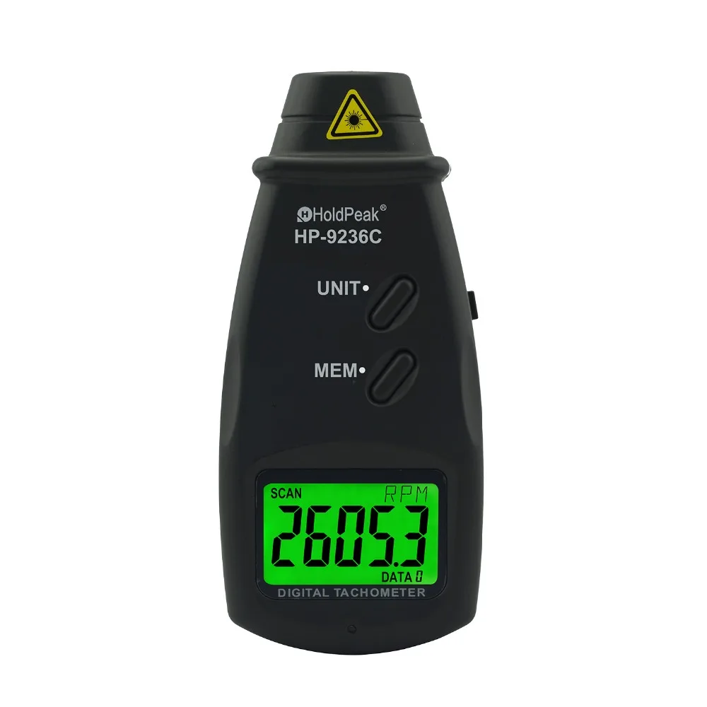 Medidor de Velocidade Hp-9236c até 99999 Holdpeak Digital Não-contato Tacômetro Rpm Display Sobrecarga Motor Diagnóstico-ferramenta Lcd