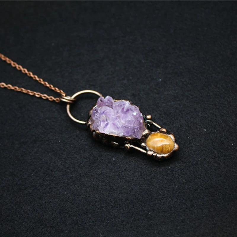 Новое поступление 2021 цепочка с подвеской из натурального аметиста | Ожерелья