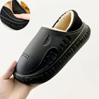 Зимние мужские тапочки, креативные теплые меховые тапочки с акулой, водонепроницаемые меховые домашние хлопковые туфли, пушистые сланцы, плюшевые искусственные