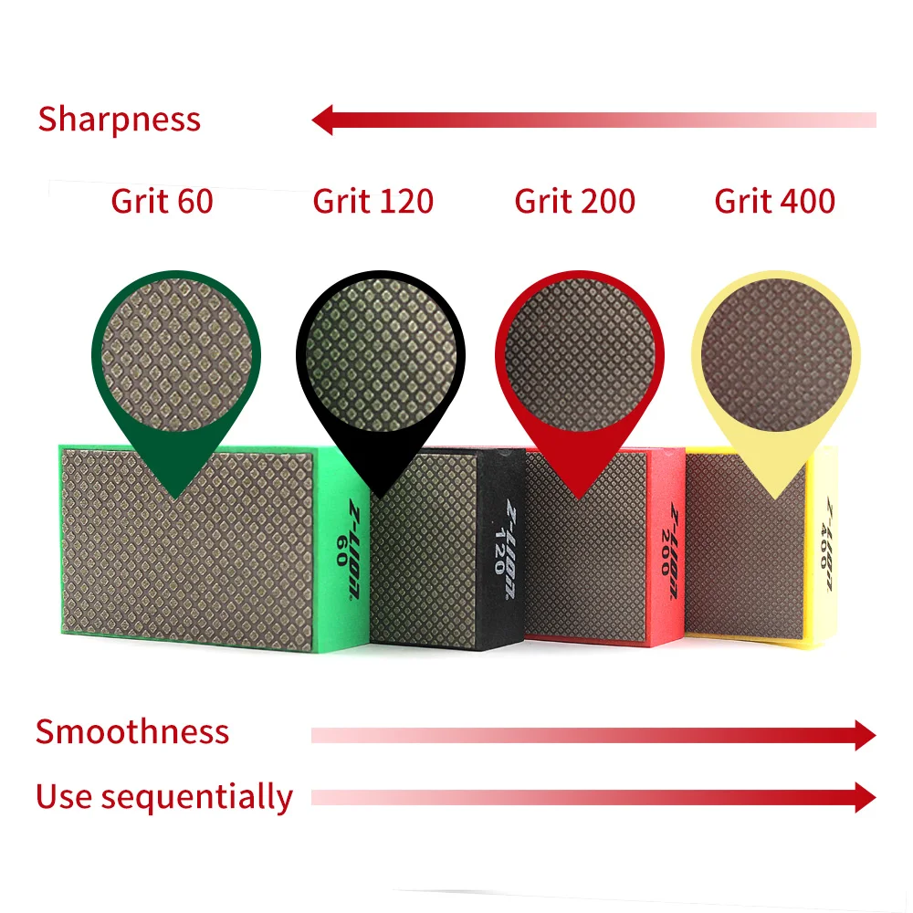 Z-LEAP Hand Polishing Pads Professional Electroplate Foam Backed Abrasive Tool 90*55mm Glass Ceramic Tile Stone Grinding Polish |