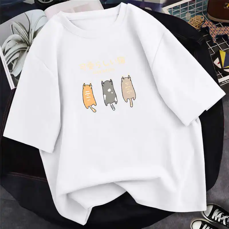 

65-200kg] 100% cotton new short sleeve T-shirt loose large female student top summer Korean t-shirt female student