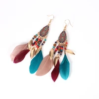 bohemia minority earrings leaf pendants national wind characteristic feather earrings