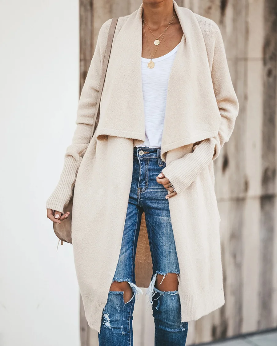 

itshinling Bohemian Long Sweater Cardigan Women Knitwear Turn-Down Collar Winter Coat Female Holiday Oversized Cardigans Sale