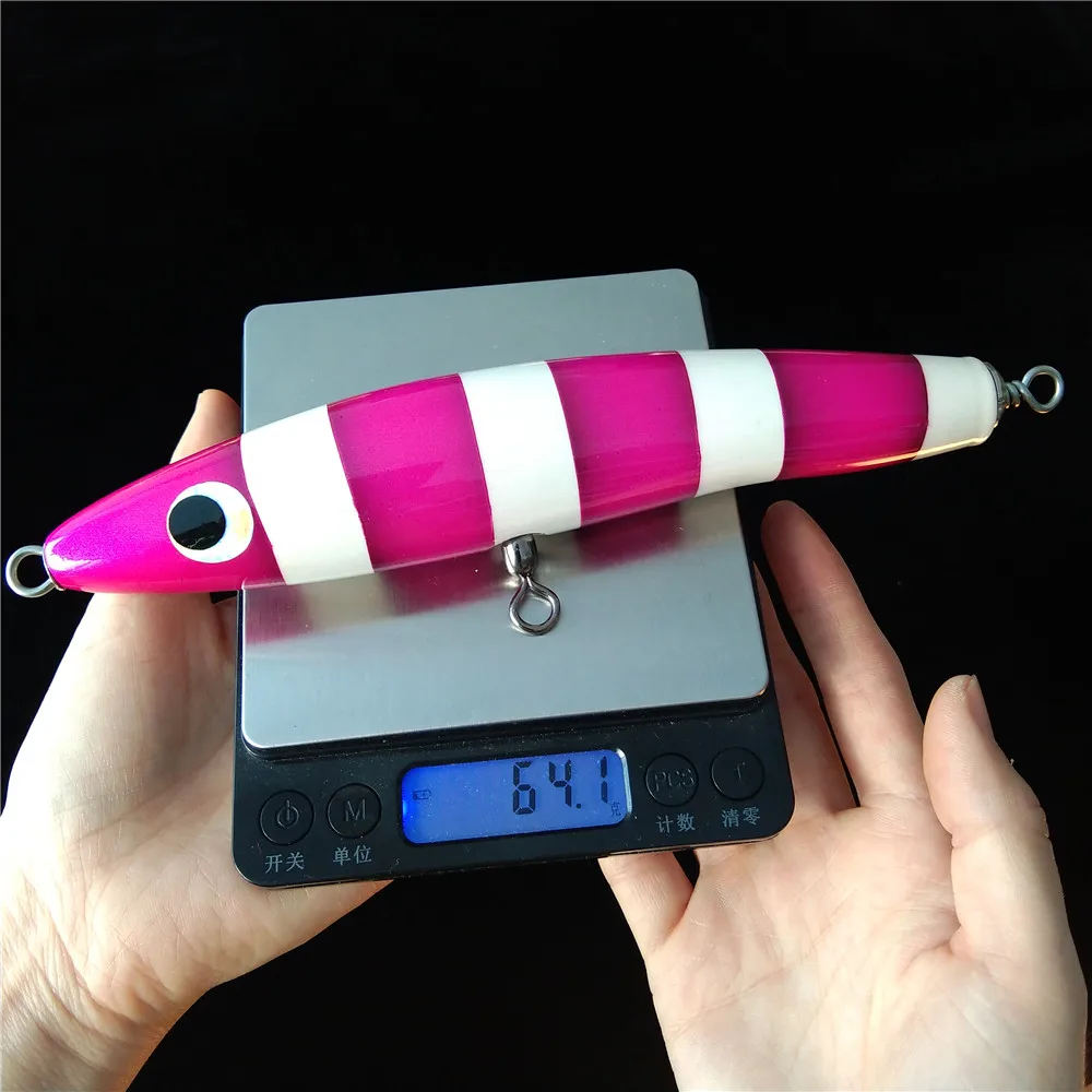 

SWOLFY 1pc 65g Wood Fishing Lure Topwater Trolling Pencil Lure Saltwater Fishing Lure Hard Bait Fishing Accessories