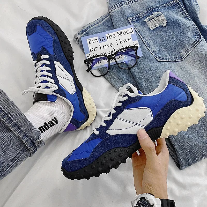 

Platform Leather Stitching Sneakers for Men Breathable Casual Walking Sports Running Shoes Ourdoor Travel Fitness Sneakers
