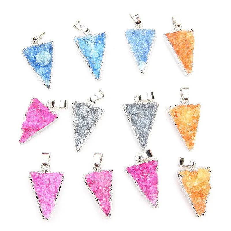 Модный кулон из натурального камня Женский кристаллический треугольный