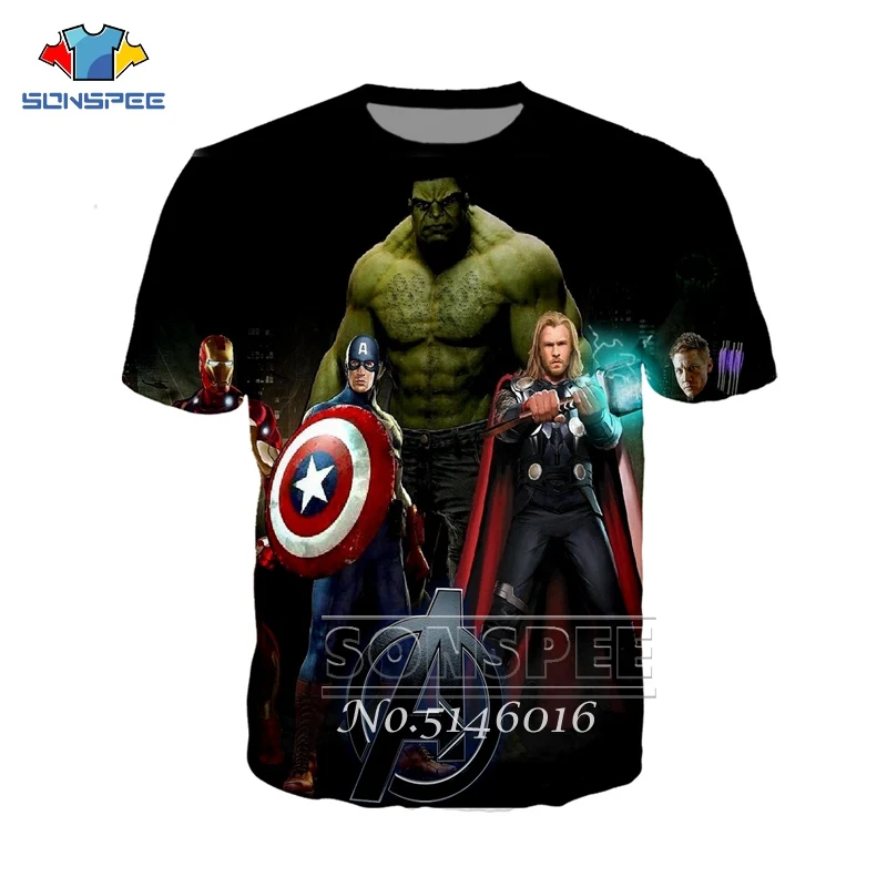 SONSPEE 2019 новый дизайн футболка для мужчин/женщин Мстители эндигра 3d Принт футболки