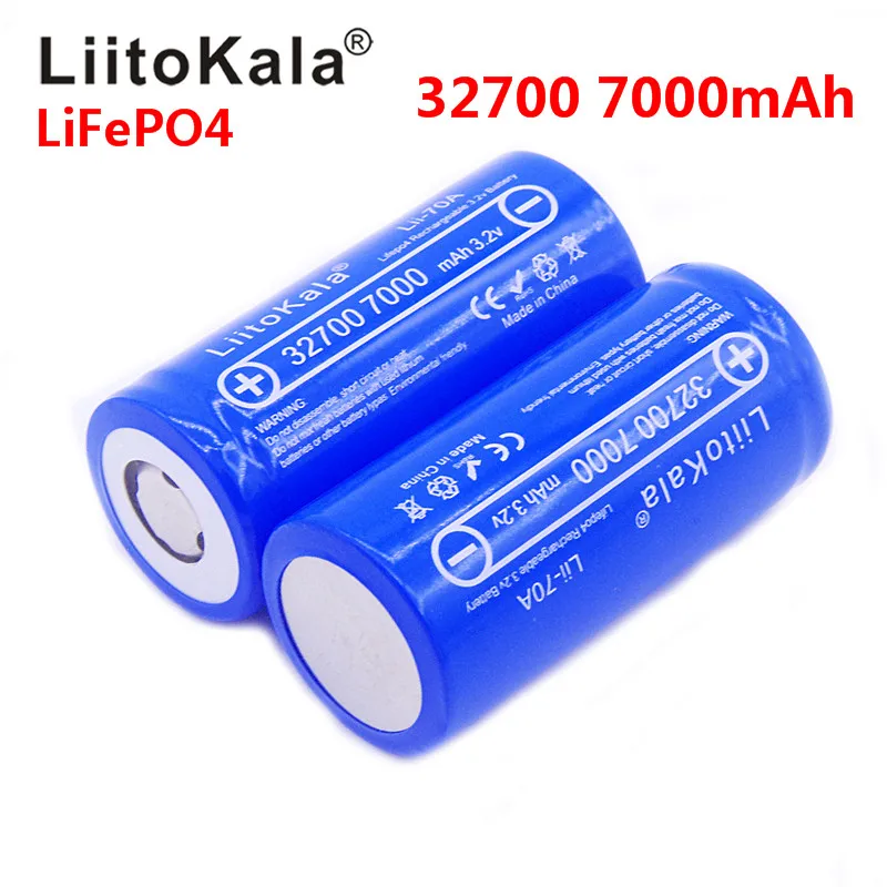 

2021 New Liitokala Lii-70a 3.2v 32700 6500mah 7000mah Lifepo4 Battery 35a Maximum Continuous Discharge 55a High Power Battery