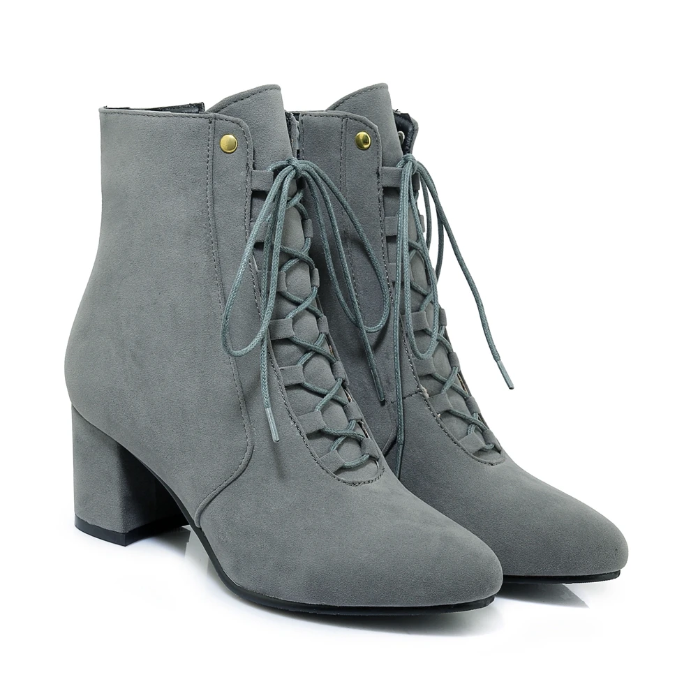 Женские замшевые ботильоны со шнуровкой и молнией | Обувь