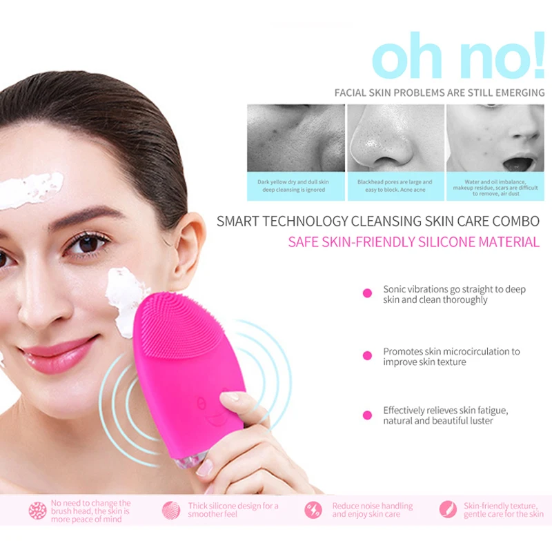 Электрическая Очищающая щетка Battrey для лица с силиконовой вибрацией мини