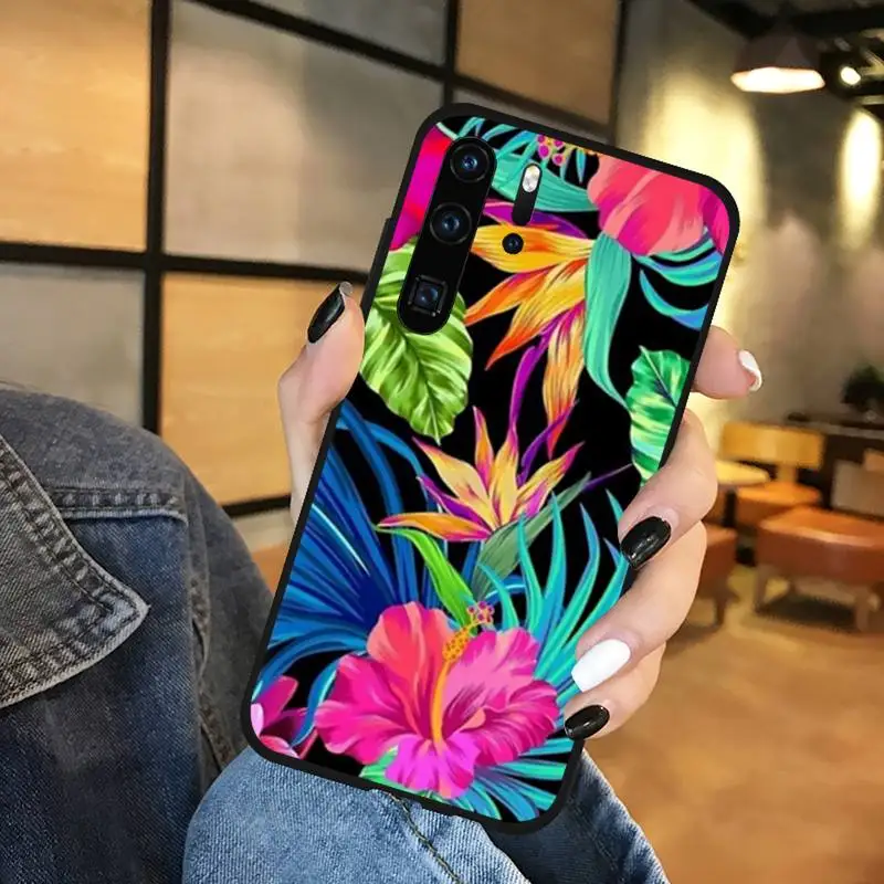 

Retro Colorful Flower Leaf Phone Case Funda For Huawei P9 P10 P20 P30 Lite 2016 2017 2019 plus pro P smart