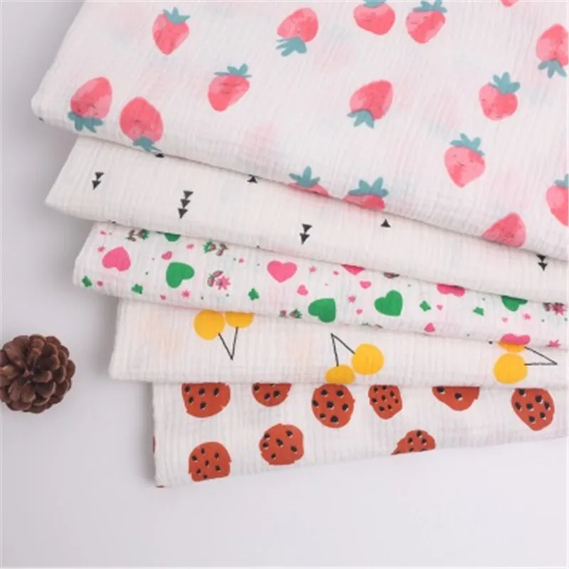 Хлопковый двухслойный креп фрукты хлопковая ткань с принтом домашний сервис