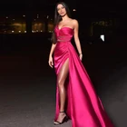 2021 дешевые вечерние платья на одно плечо Дешевые арабское выпускное платье сексуальные с высоким разрезом Вечерние платья на заказ vestido de fiesta