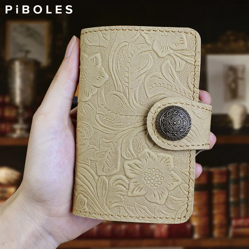 Slim Leather 24 Bits Card Case Retro Genuine Leather Business Card Holder Bag Handmade Credit Passport ID Card Pouch Coin Wallet