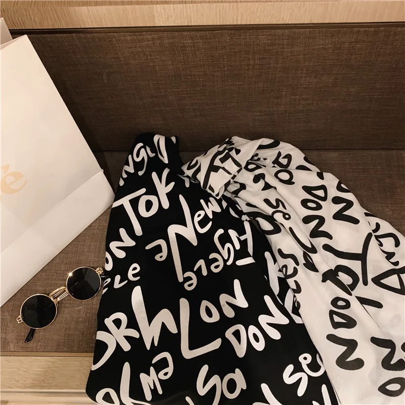 

Fashion Loose Letter Printing Mid-length T-shirt Lazy Style Slim Long-sleeved Women Top