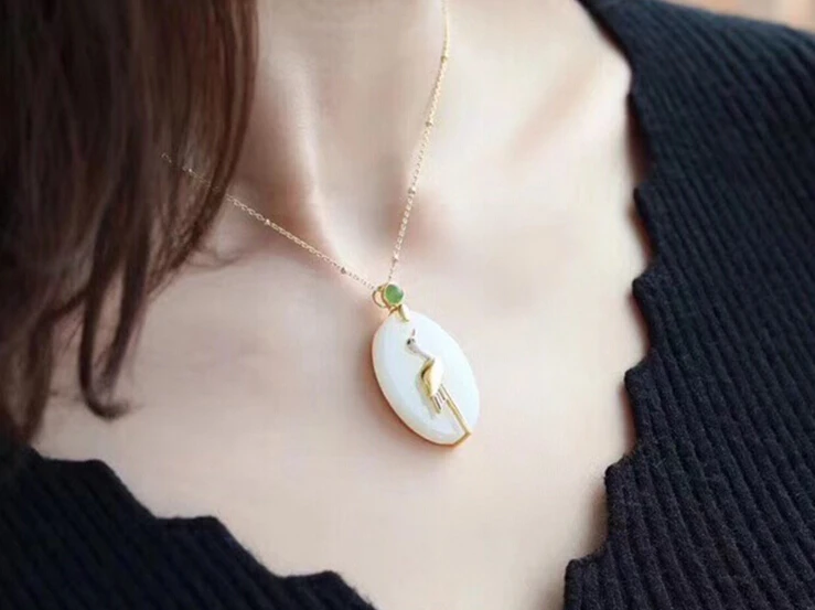 EASTCODE бижутерия из природных материалов зеленая жадея ожерелье с Фениксом