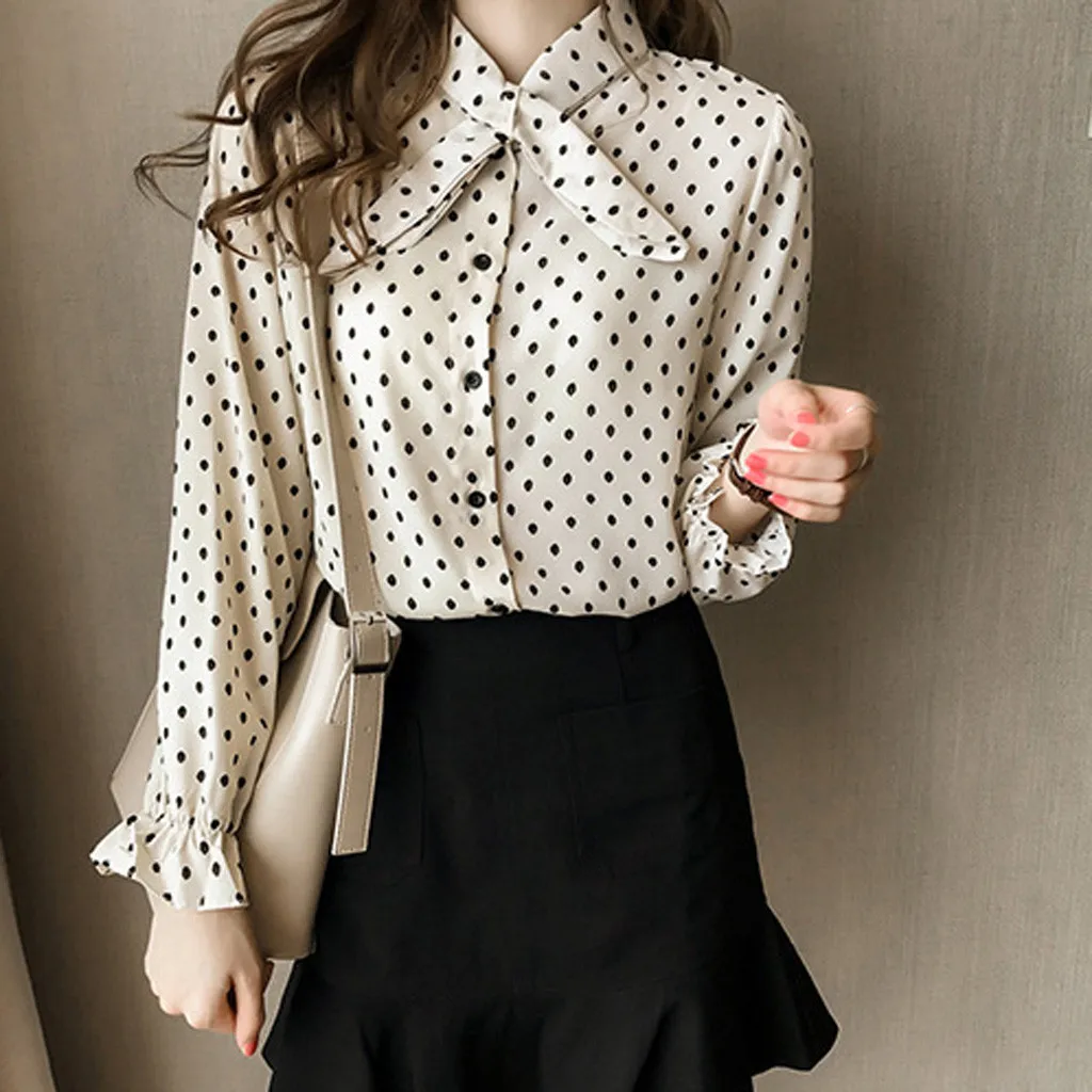 Модная женская леопардовая блузка с длинным рукавом волнистая рубашка женский