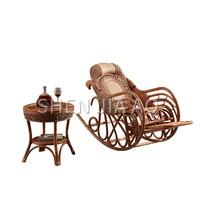 1PC Natural Wicker Rocking Chair Folding Rocking Lunch Lounge Chair Balcony Old Hand-woven Chair (Excluding Table)