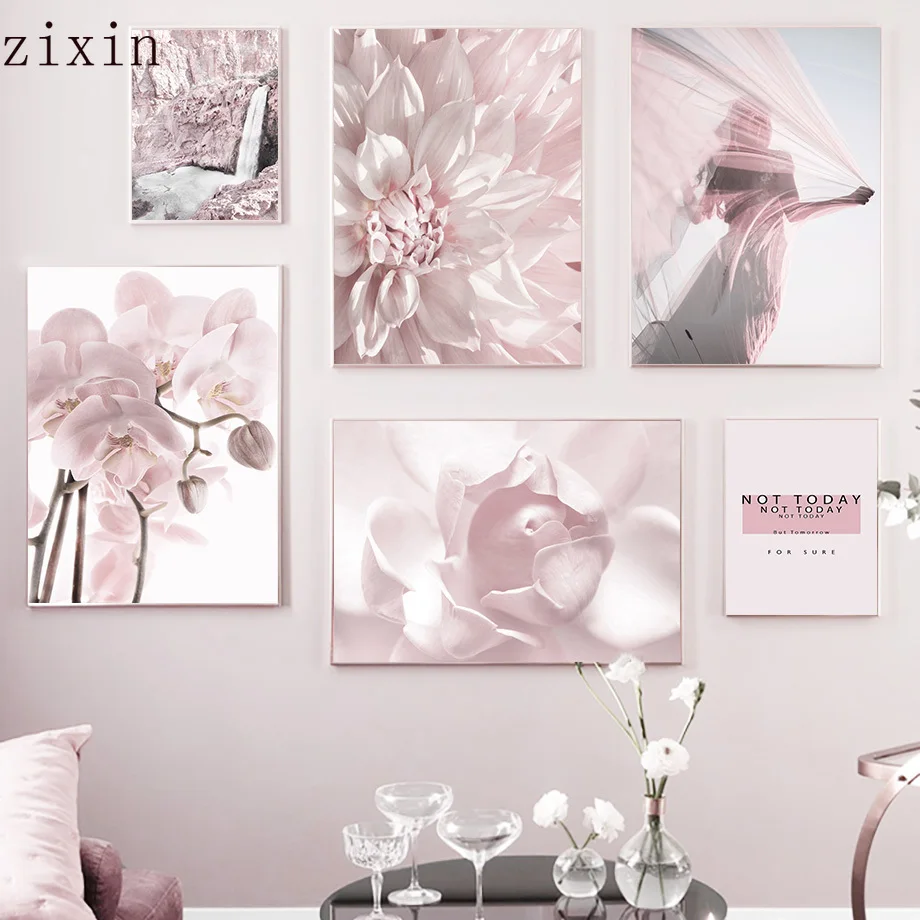 

Pink Flower Woman Phalaenopsis Wall Art Canvas Painting Wall Pictures Mountain Quotes Nordic Posters And For Living RoomPrints