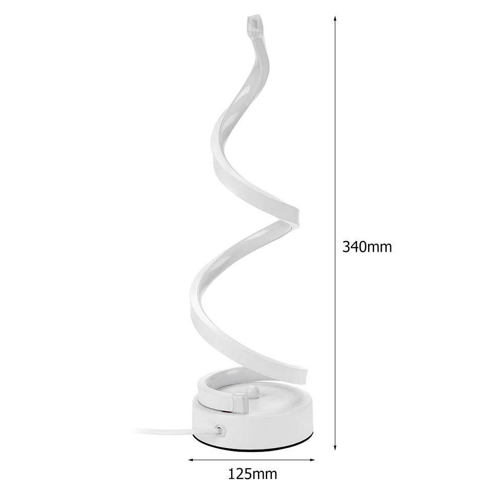 

Modern LED Spiral Table Lamp Desk Bedside Acrylic Iron Curved Light for Household Living Room Bedroom Decoration Light EU Plug