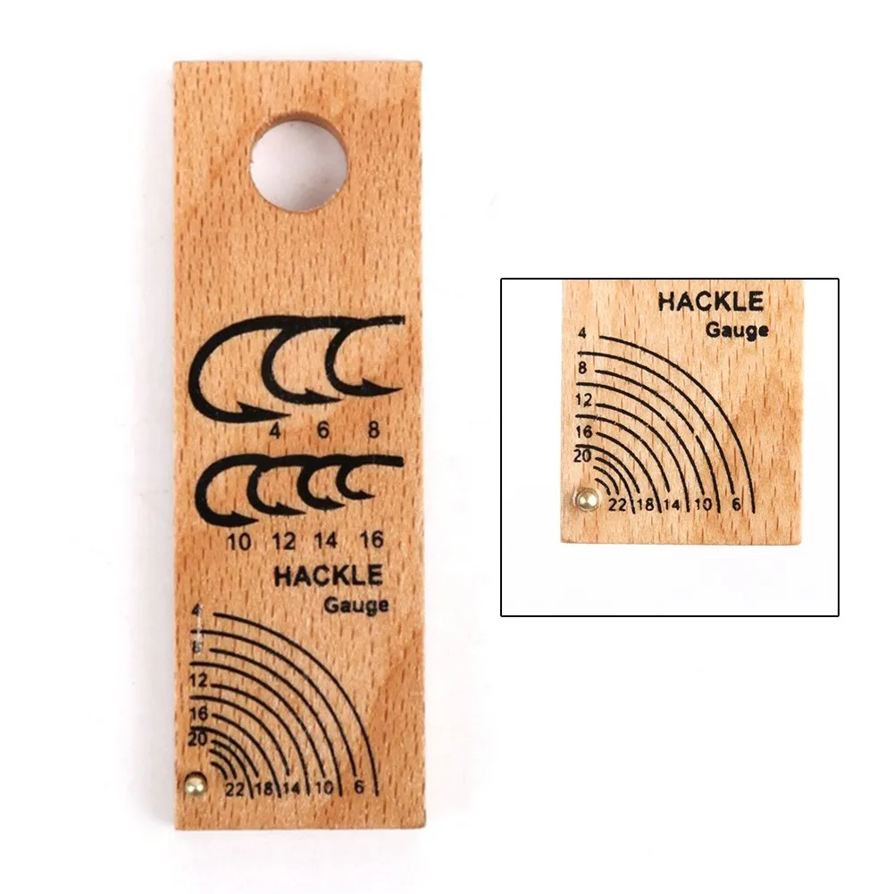 

1PC Fly Tying Hackle Gauge Fly Tying Wooden Hook Size Measure Tool Fish Tackle Pesca Iscas Fishing Tools Accessories 2021 New