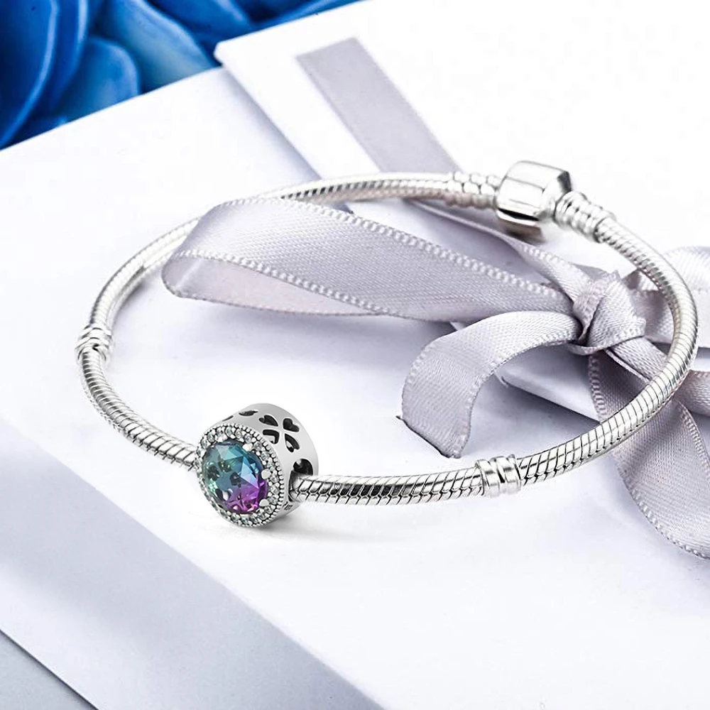 100% Стерлинговое Серебро 925 пробы блестящие сердца бусины подходят для