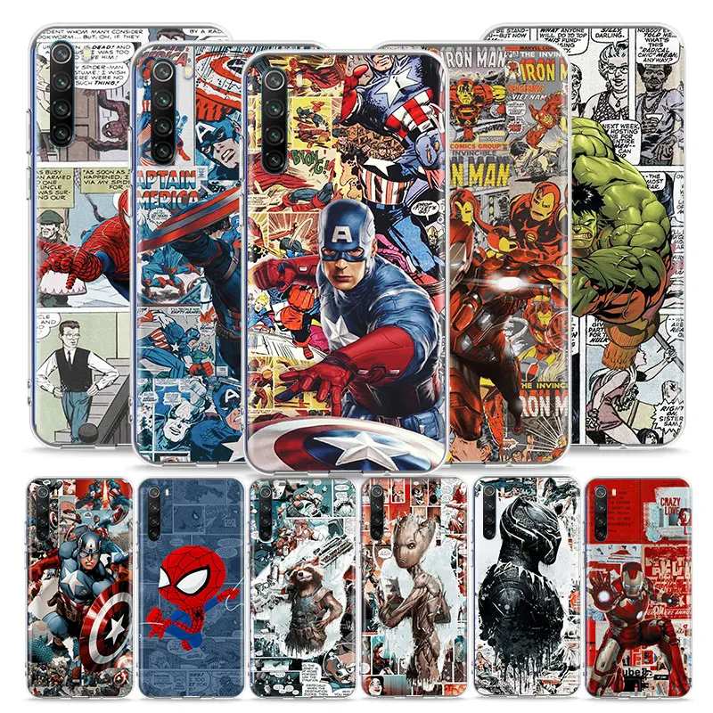 

Spiderman captain america for Xiaomi Redmi Note 10 10S 9 9T 9S 9Pro Max 8T 8Pro 8 7 6 5 Pro 5A 4 Soft Transparent Phone Case