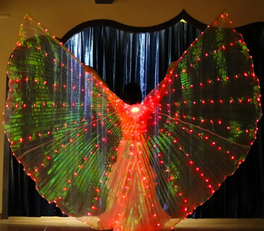 Women White Costume Angel LED Isis Wing With Sticks Golden Colorful Bellydance Accessory 360 Open Free Shipping | Тематическая