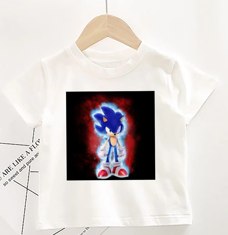 

Boys Fashion Blue Hedgehog Sonic Print Clothes Girls Funny T-shirts Costume Childrens Clothing Kids Tees Baby Tshirts Cartoons