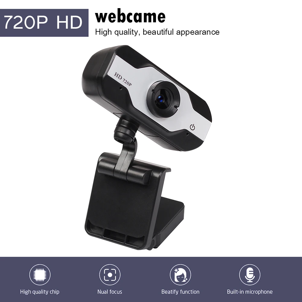 

720P HD Webcam with Built-in MIC Plug n Play 360 Degree for Laptop Computer Online Teaching Camera