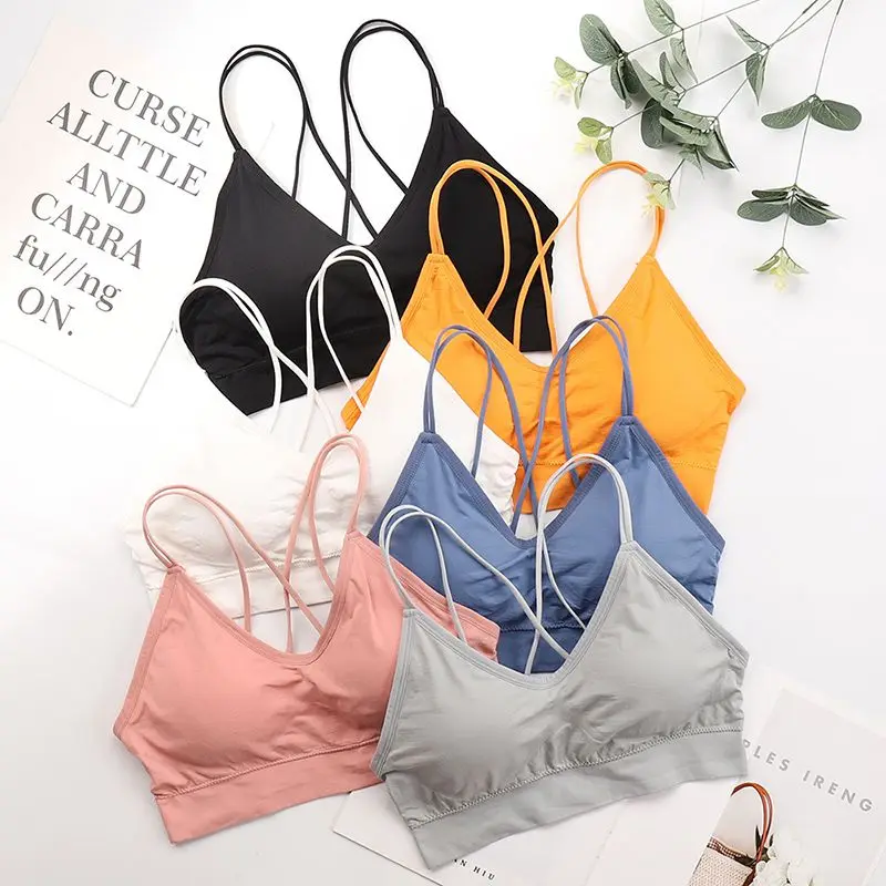 

Sexy Cross Tube Top Beauty Back Bra Double Shoulder Strap Tube Top Ice Silk Women Bra