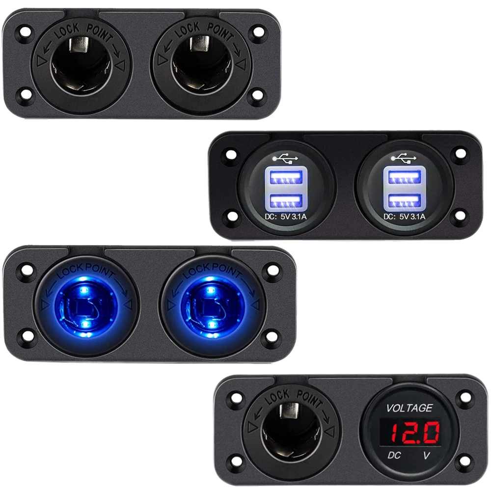 

Водонепроницаемый DC 12V двойной отверстие прикуривателя Мощность разъем Dual USB Автомобильное комплект плиты Панель для автомобиля мотоцикла ...